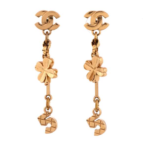 Chanel Cc No.5 Clover Drop Earrings #228213C77B